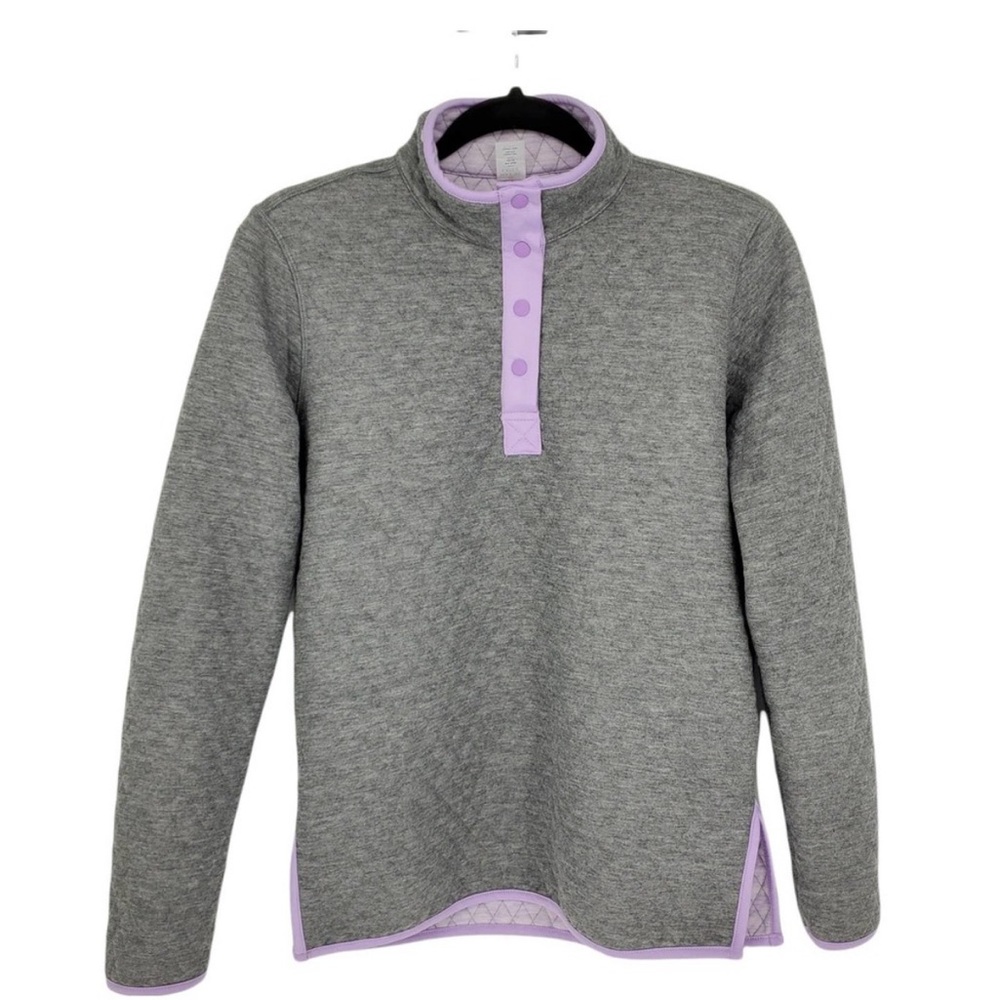 Marine Layer Corbet Reversible Pullover Quilted T Snap Womens XS Grey Purple